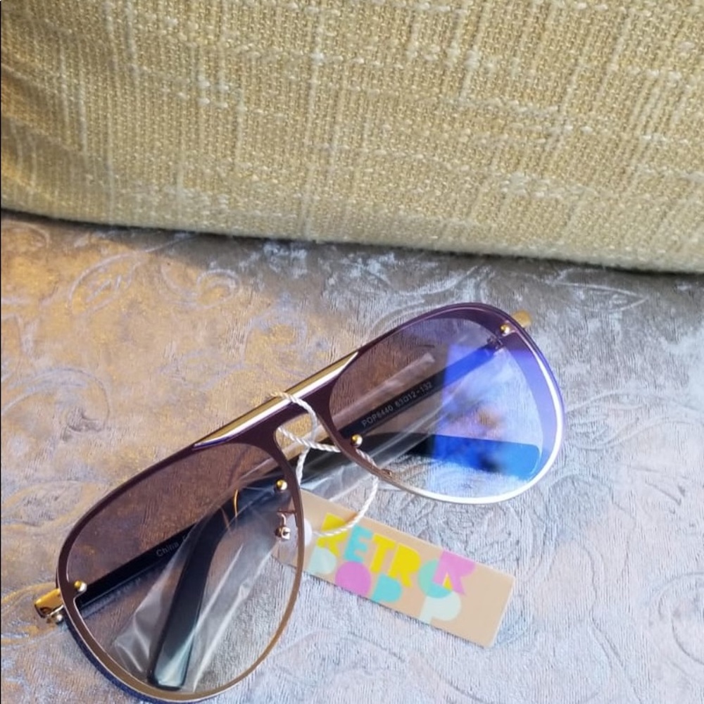 MIRROR SUNGLASSES WOMEN GOLDEN FEMALE METAL FRAME - Picture 3 of 3